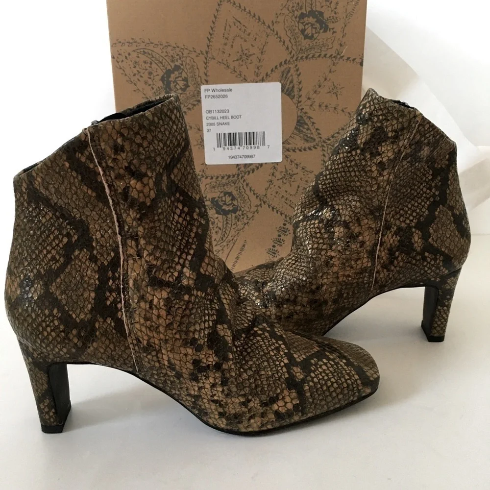 Free People Cybill Heel Brown Leather Ankle Boot